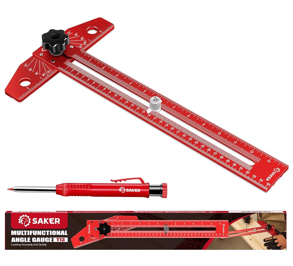 Saker Woodworking Scriber Marking Line Ruler, Adjustable